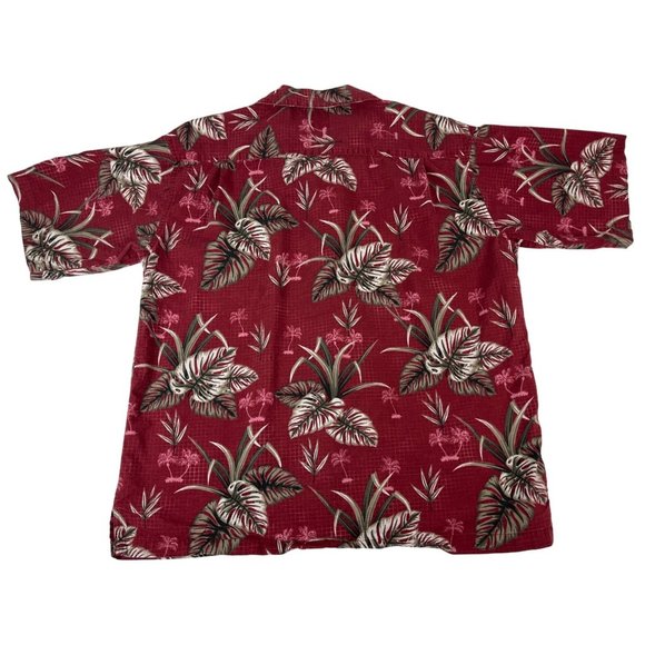Cotton Traders Sport Men's Hawaiian Shirt L Red Green White Palm Trees Nature - Picture 2 of 4